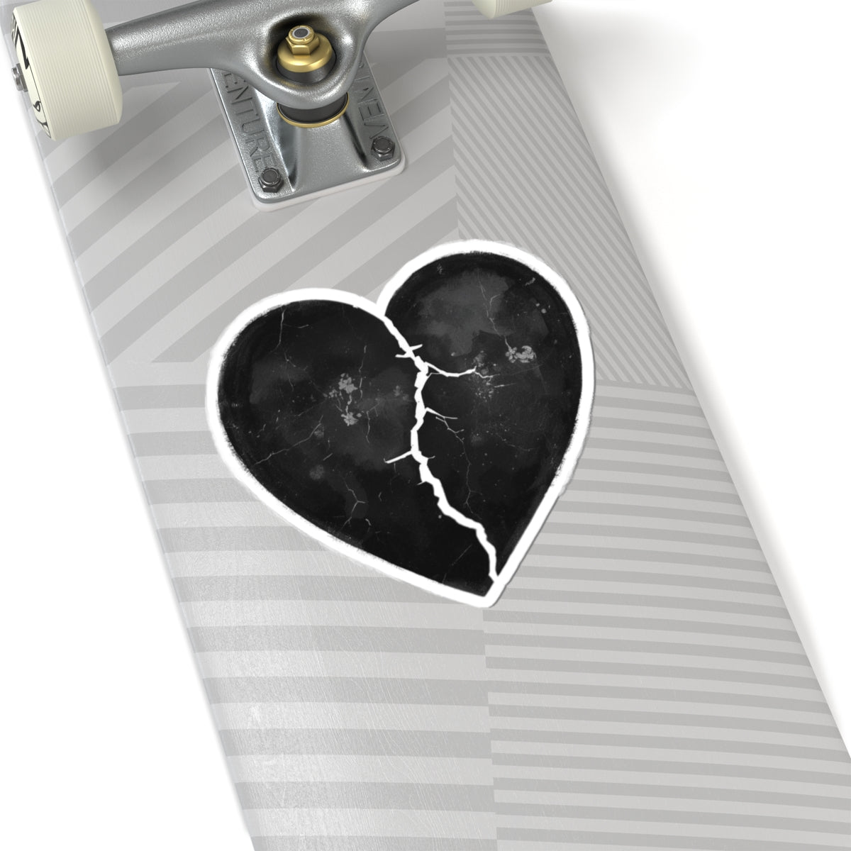 Cracked Black Heart Skateboard Deck Graphic Design