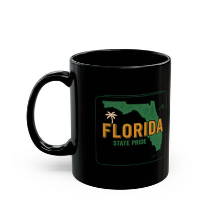 Black mug with "Florida Sunshine State" text and state outline.