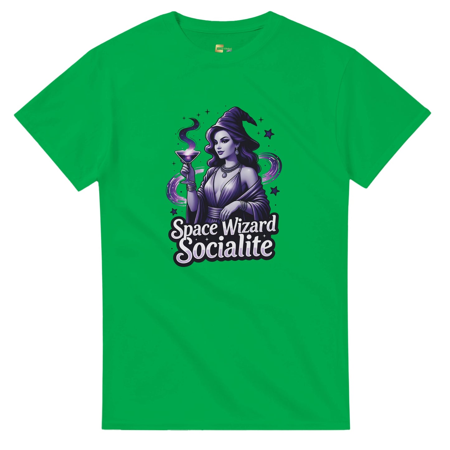 Space Wizard Socialite graphic design on a Heavyweight T-shirt
