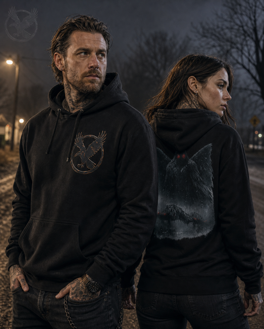 Mothman - Cryptid Horror Dark Art Premium Graphic Hoodie