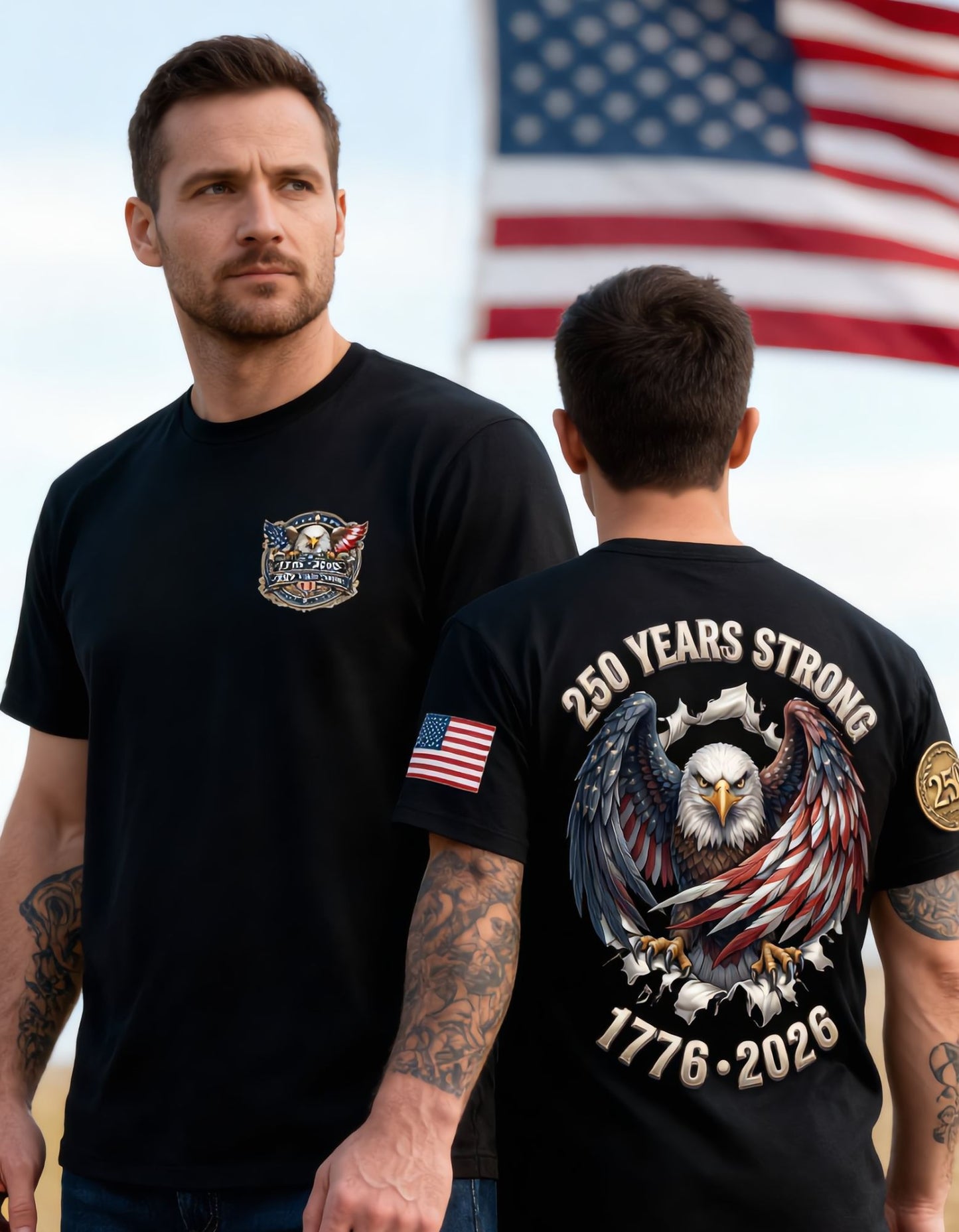 250th Anniversary Eagle - Bold Patriotic Graphic Premium Soft-Blend T-Shirt