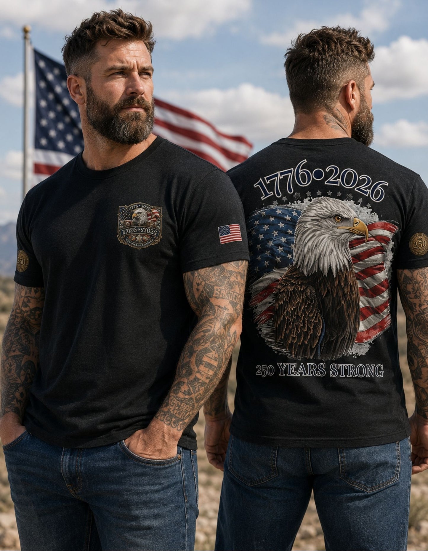 250th Anniversary Eagle - Bold Patriotic Graphic Premium Soft-Blend T-Shirt