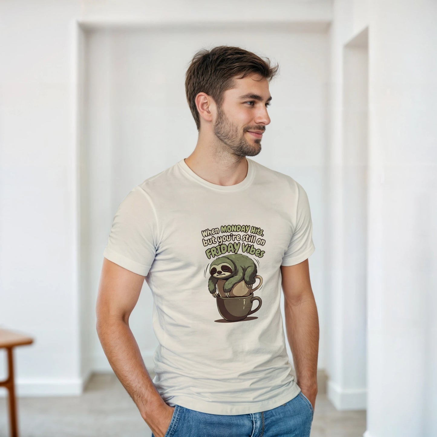 When MONDAY Hits, But You're Still On FRIDAY Vibes Sloth on a Heavyweight T on a shirt