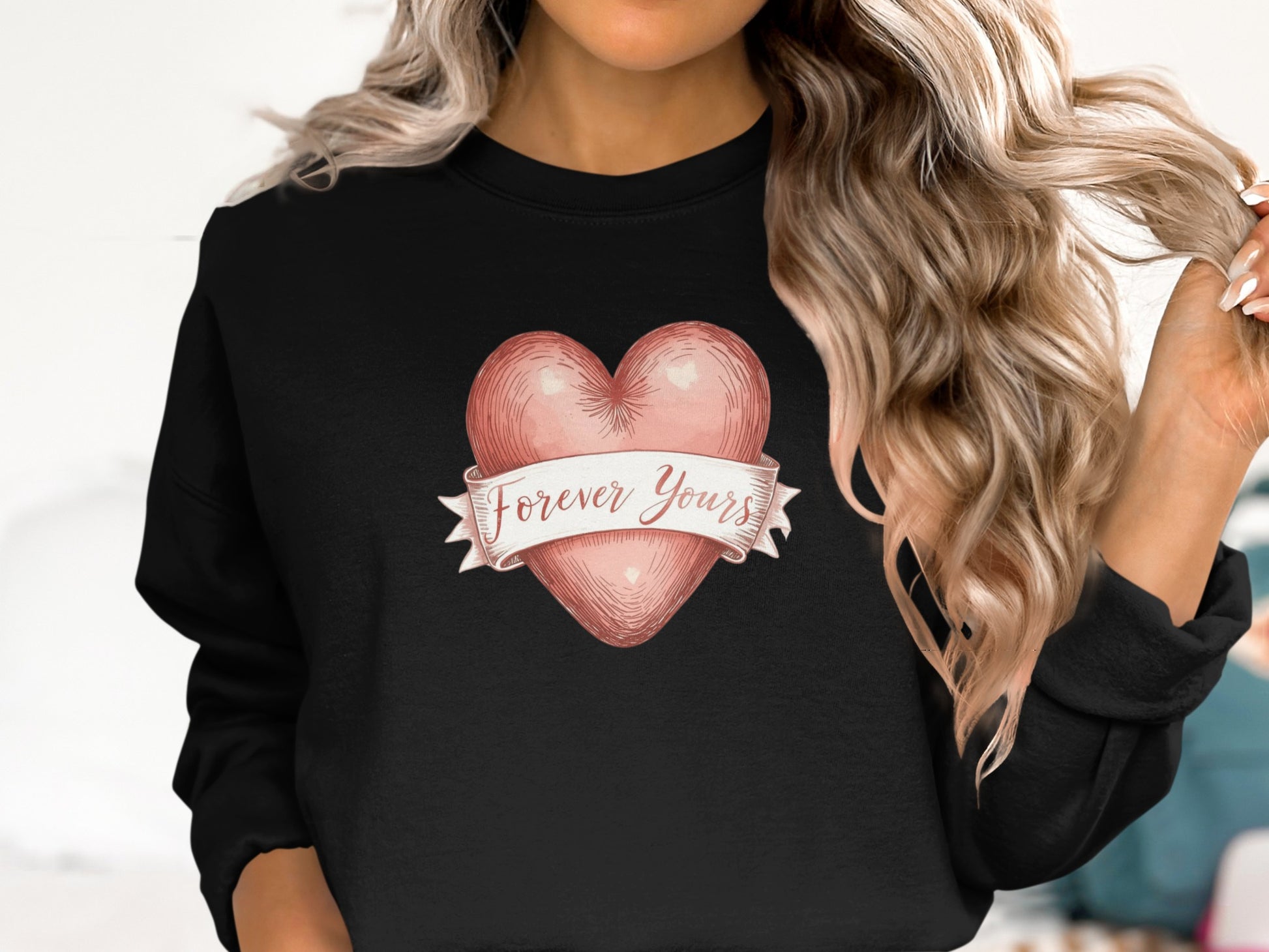 Forever Yours Heart Graphic Ladies Sweatshirt