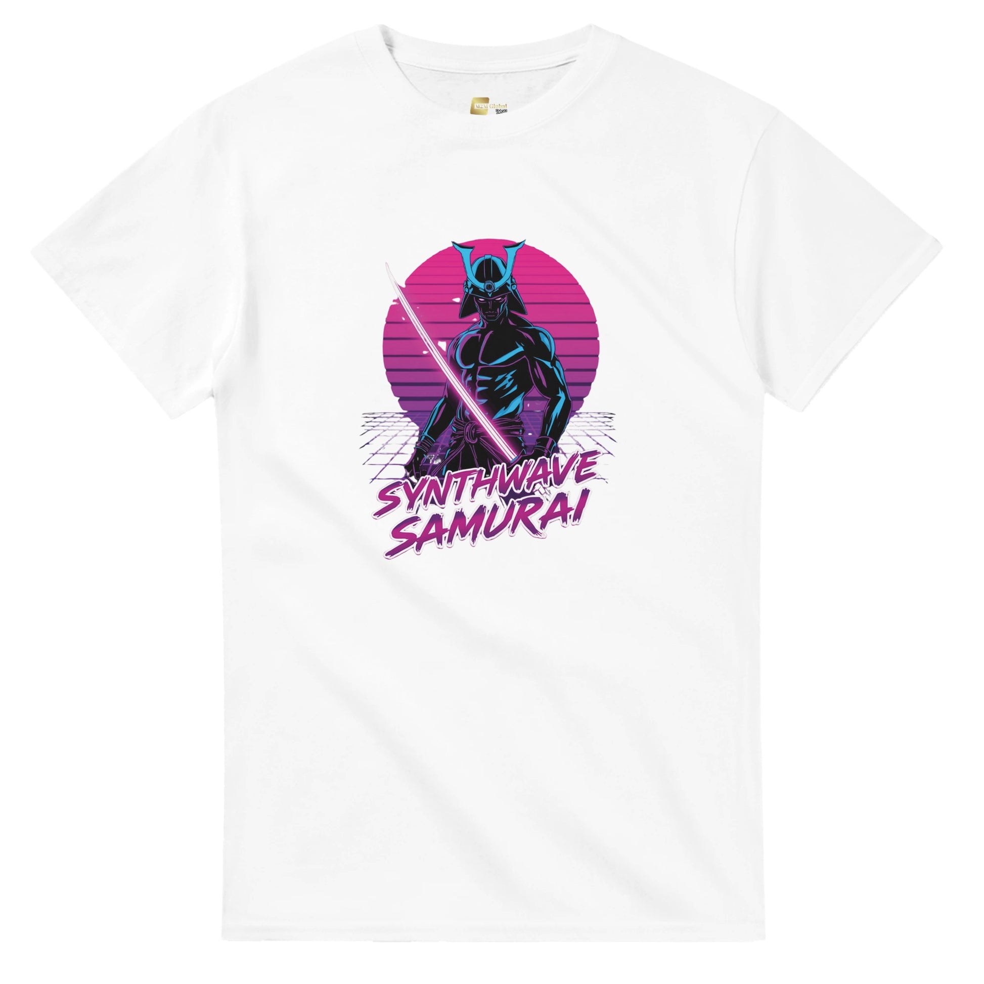 Synthwave Samurai graphic design on a Heavyweight T-shirt