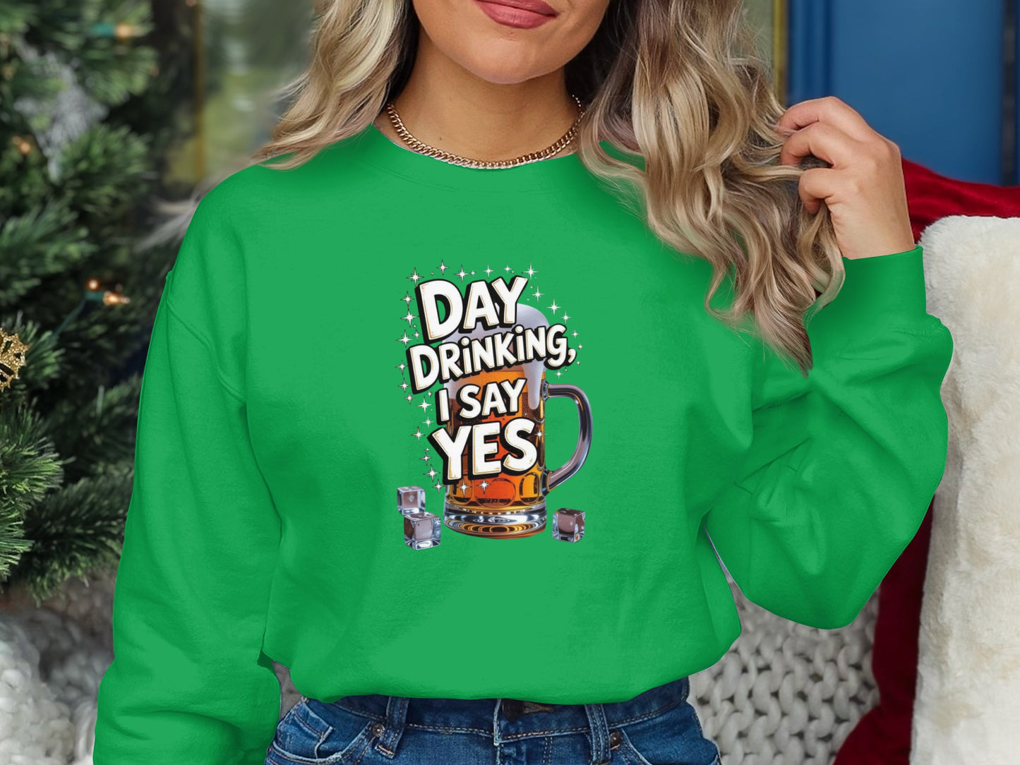 Day Drinking I Say Yes Graphic Green Beer Mug product type