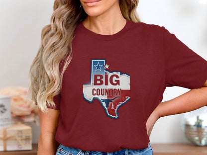 Texas map outline with "Big Country" text and oil derrick graphic.