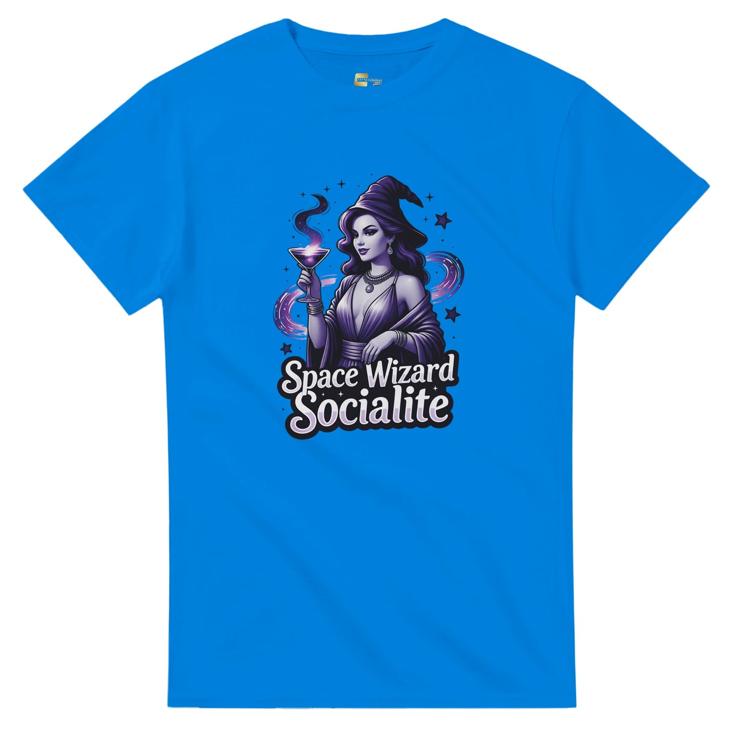 Space Wizard Socialite graphic design on a Heavyweight T-shirt