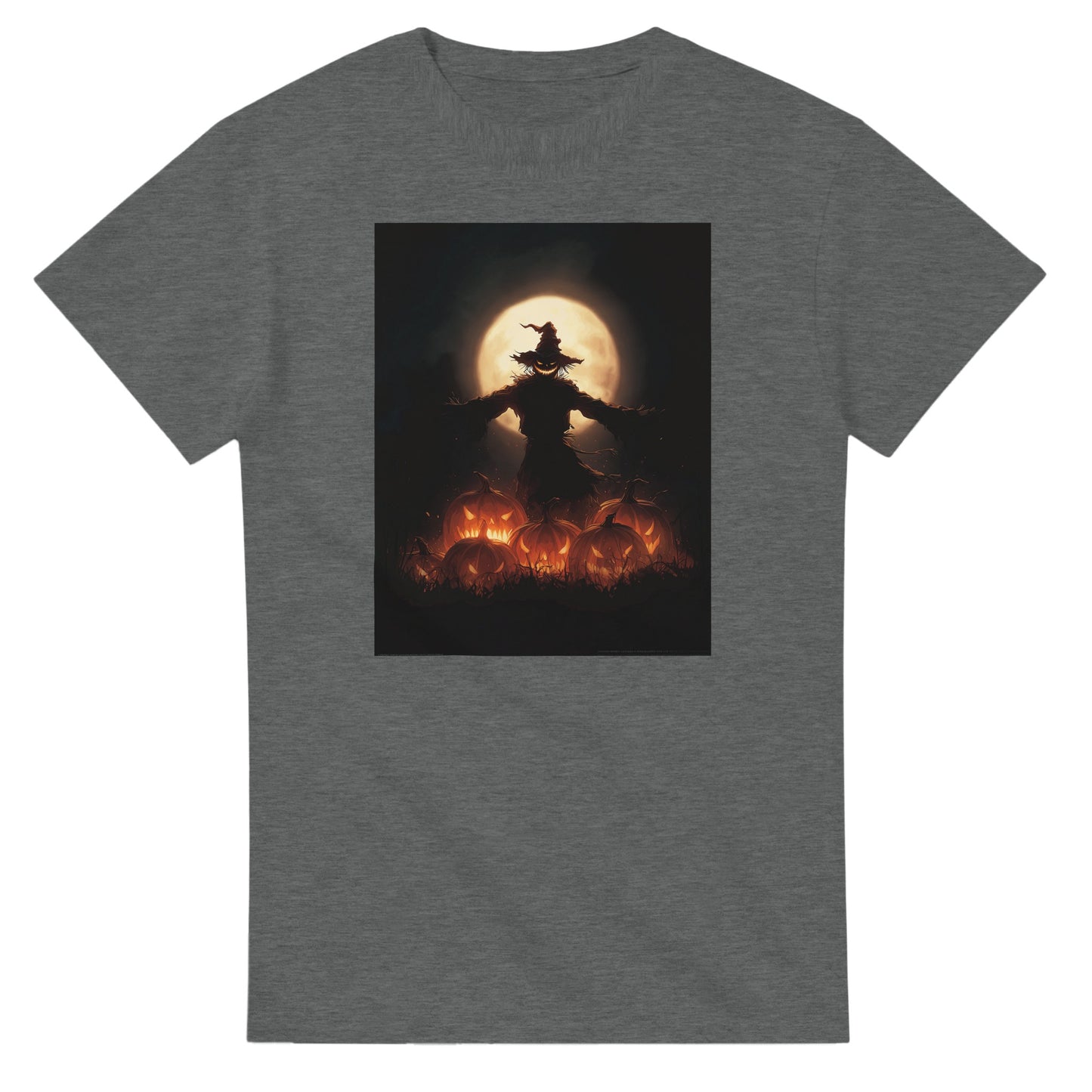 Spooky Scarecrow & Jack-O'-Lantern on a Heavyweight T-shirt