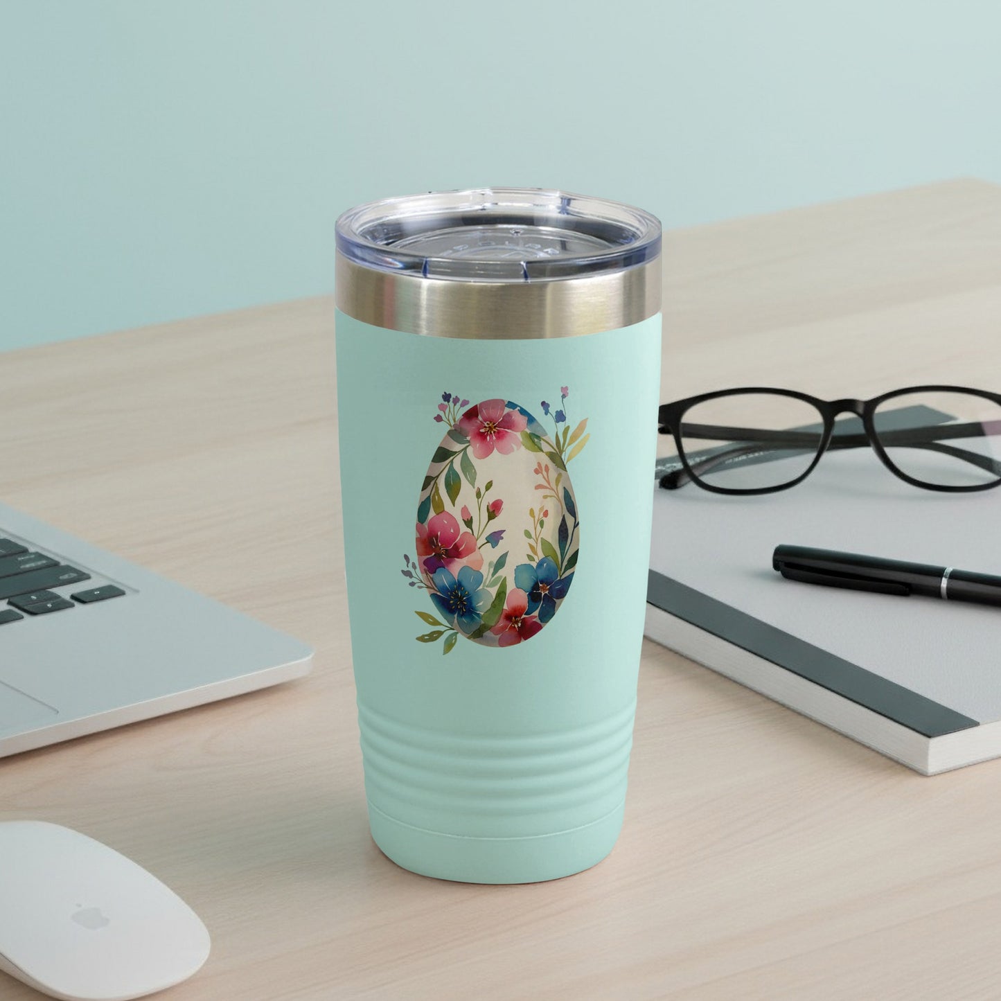 Floral Easter Egg Travel Tumbler for Hot and Cold Drinks