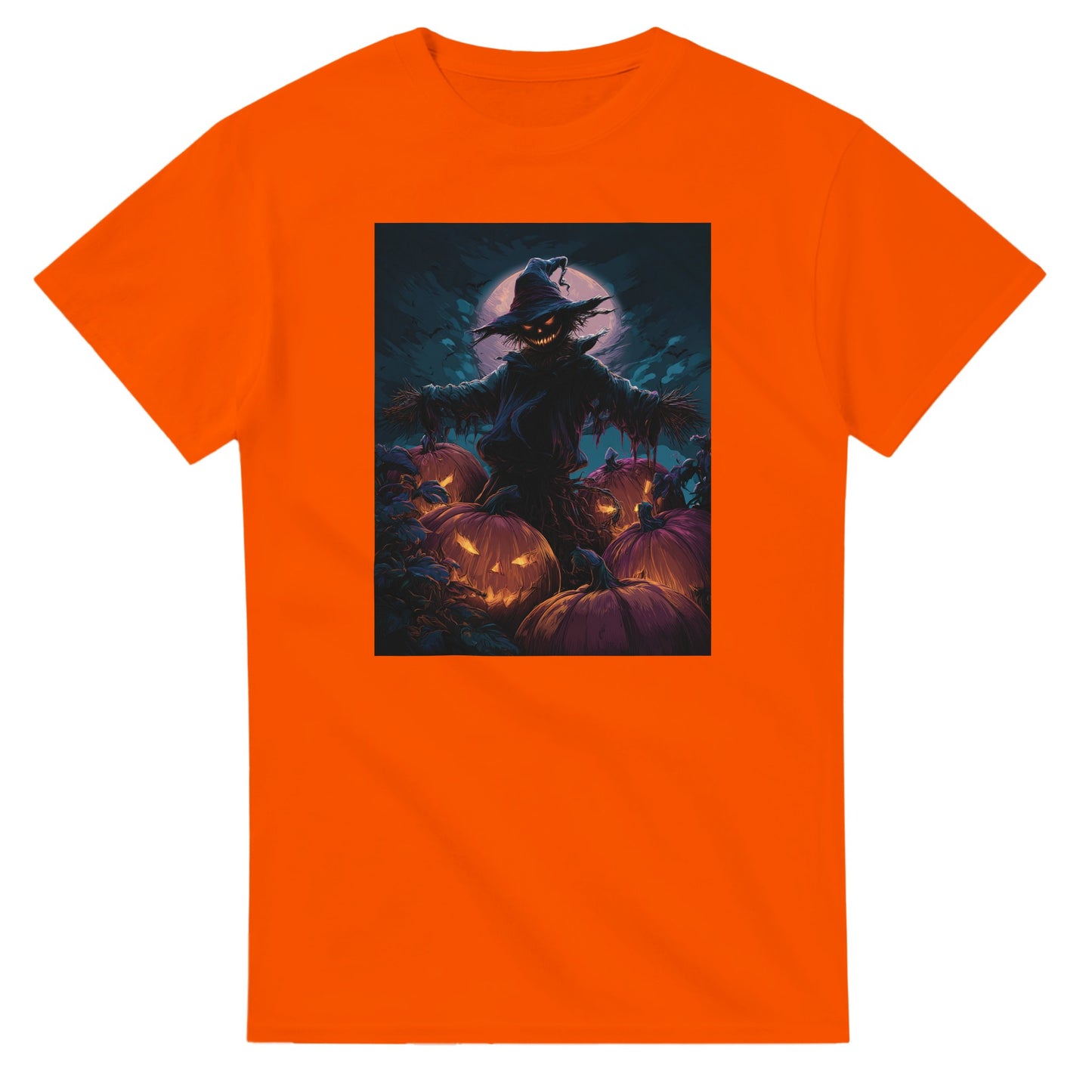 Jack-o'-Lanterns & Full Moon on a Heavyweight T-shirt