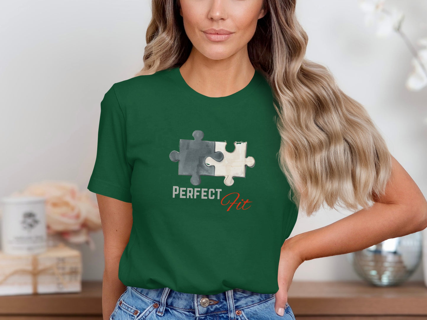 Perfect Fit Puzzle Piece Design Green Shirt product