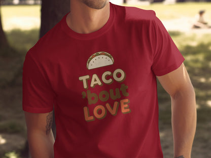Taco 'Bout Love phrase with a Vintage & Retro design on a Premium Tee