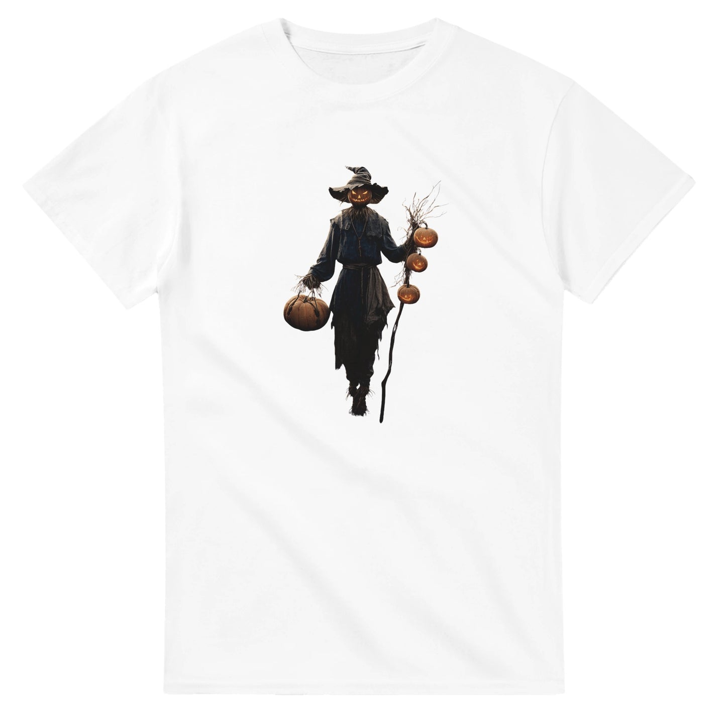 Spooky Scarecrow Jack-O'-Lantern on a Heavyweight T-shirt