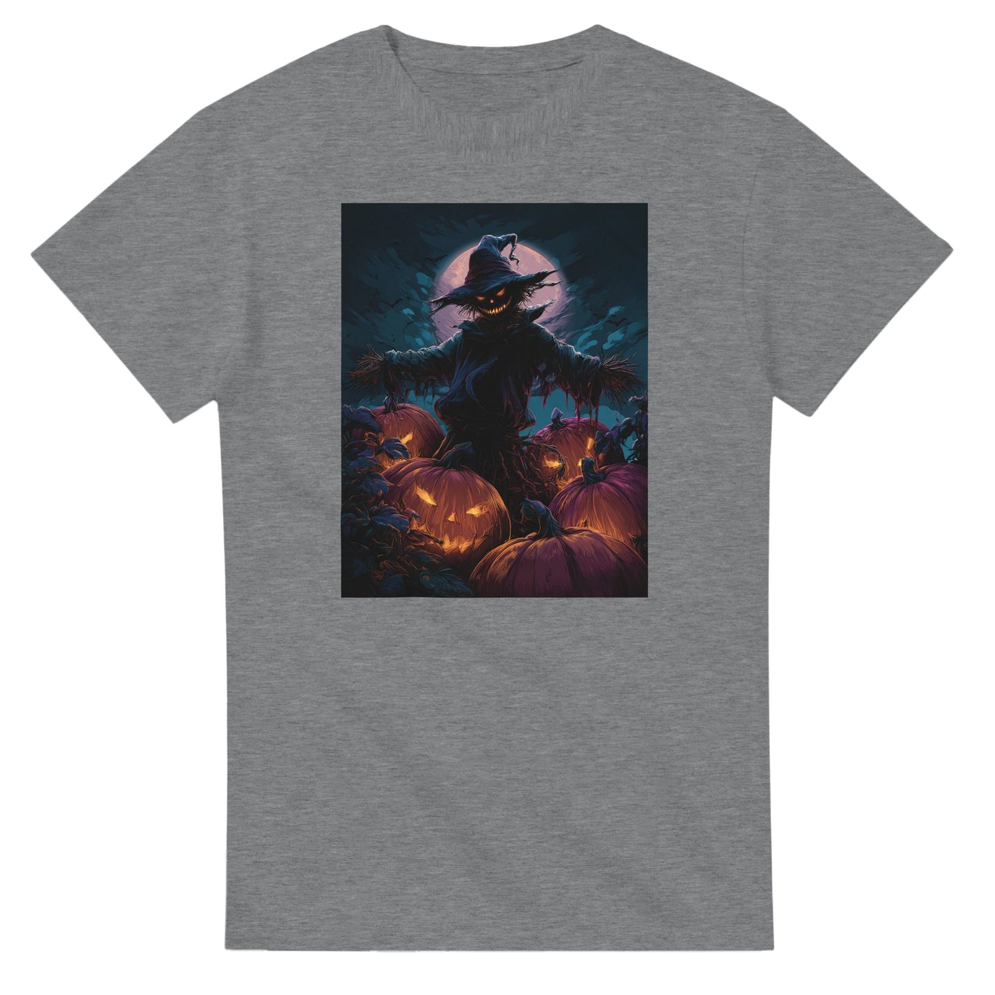 Jack-o'-Lanterns & Full Moon on a Heavyweight T-shirt