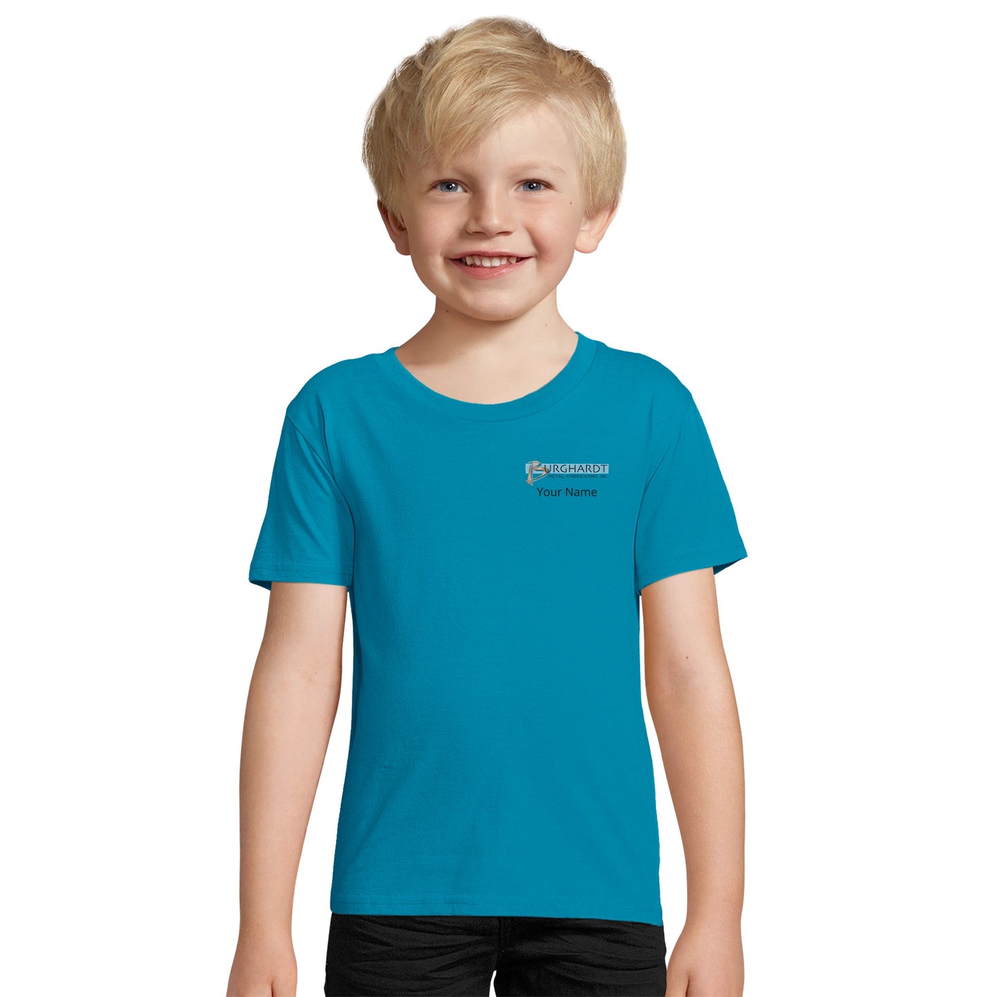 Burghardt Metal Fabricating, Inc., logo on a Organic Kids Fitted T-shirt