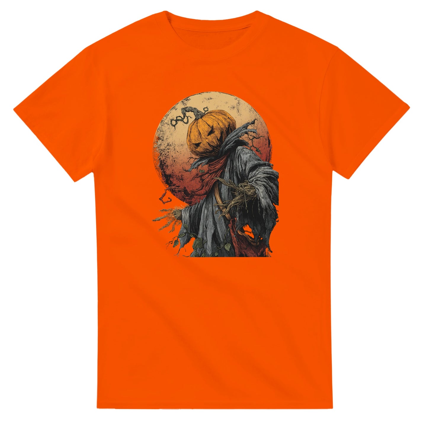 Spooky Pumpkin Scarecrow on a Heavyweight T-shirt