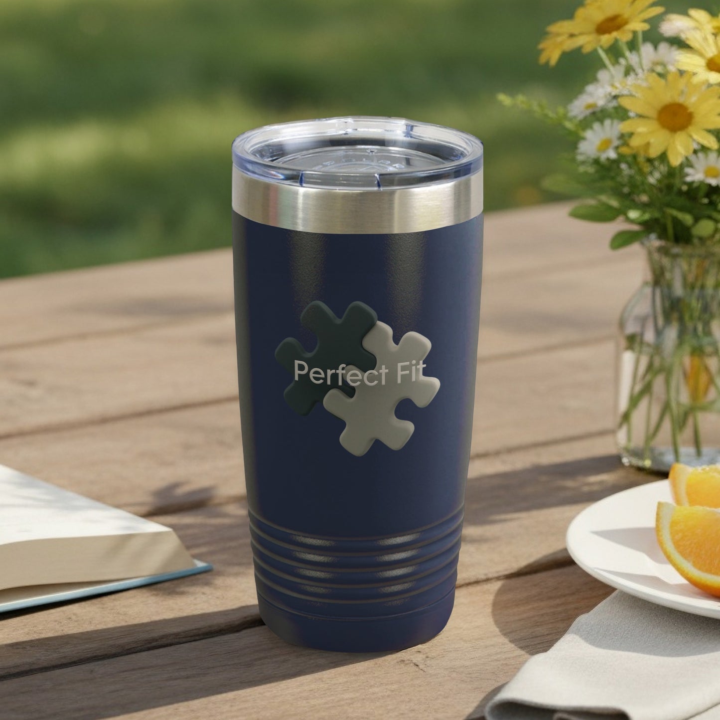 Perfect Fit Puzzle Pieces Design Tumbler Cup