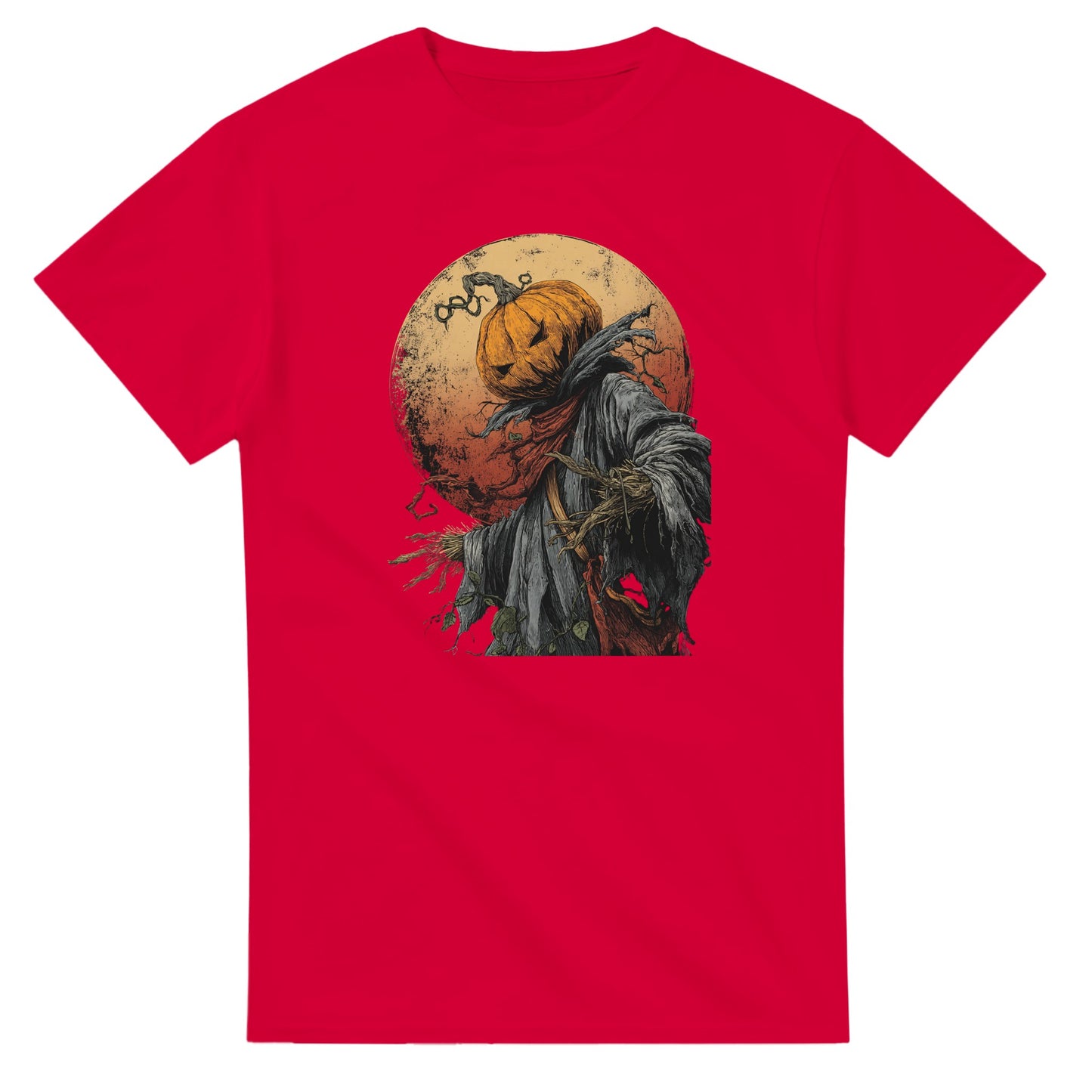 Spooky Pumpkin Scarecrow on a Heavyweight T-shirt