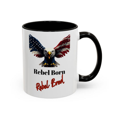 Rebel Born Rebel Bred American Flag Eagle Mug