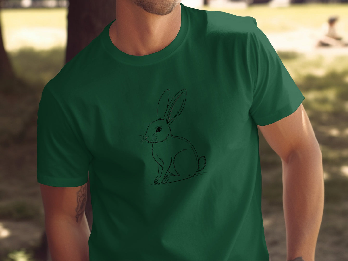 Forest Green Sitting Bunny Line Art Style product type