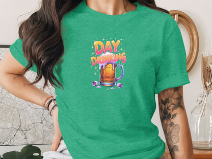 Fun Green Day Drinking Graphic Tee Casual Wear