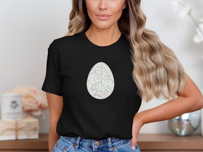 Floral Egg Graphic Black Women's T-Shirt Product