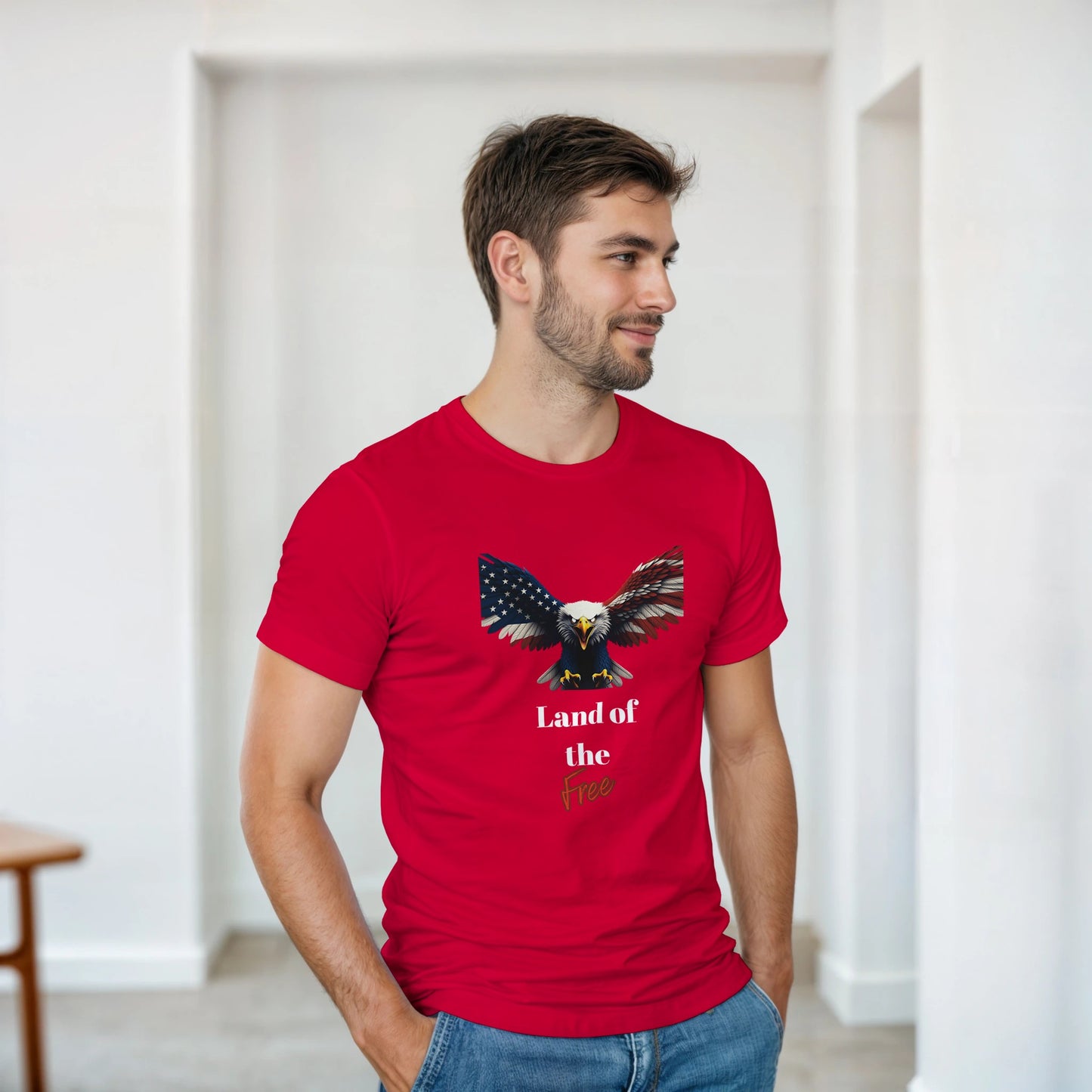 Land Of The Free Patriotic Eagle on a Heavyweight T-shirt