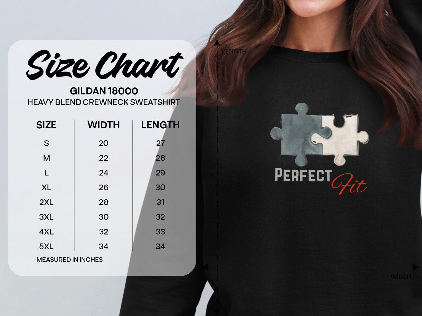 Perfect Fit Puzzle Graphic Heavy Blend Crewneck Sweatshirt