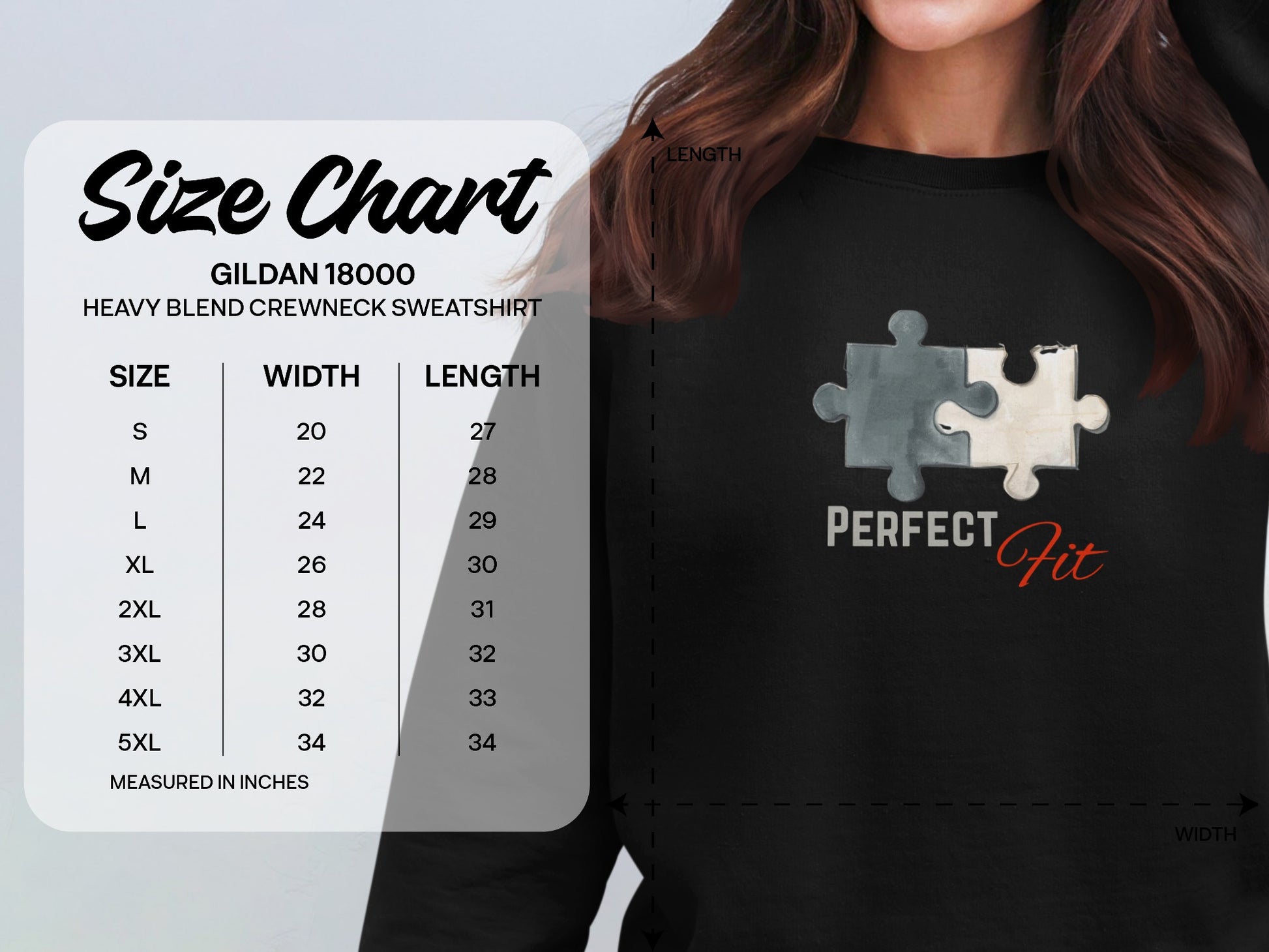Perfect Fit Puzzle Graphic Heavy Blend Crewneck Sweatshirt