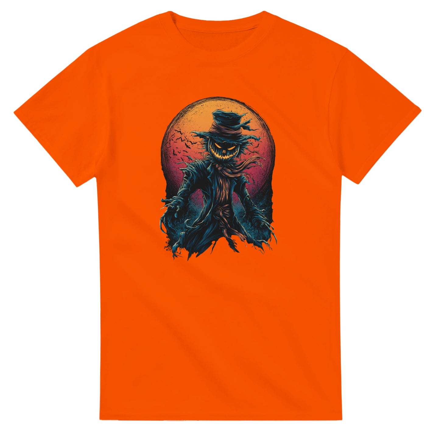 Scarecrow with Full Moon & Bats on a Heavyweight T-shirt