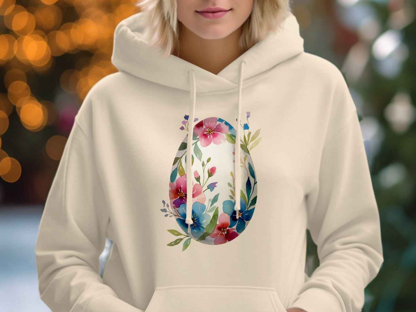 Floral Egg Design Hoodie for Spring Fashion Trends