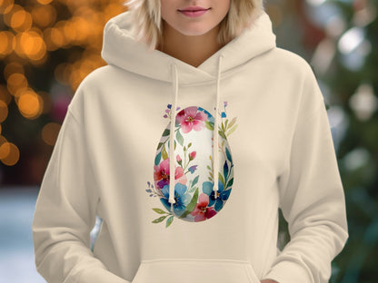 Floral Egg Design Hoodie for Spring Fashion Trends