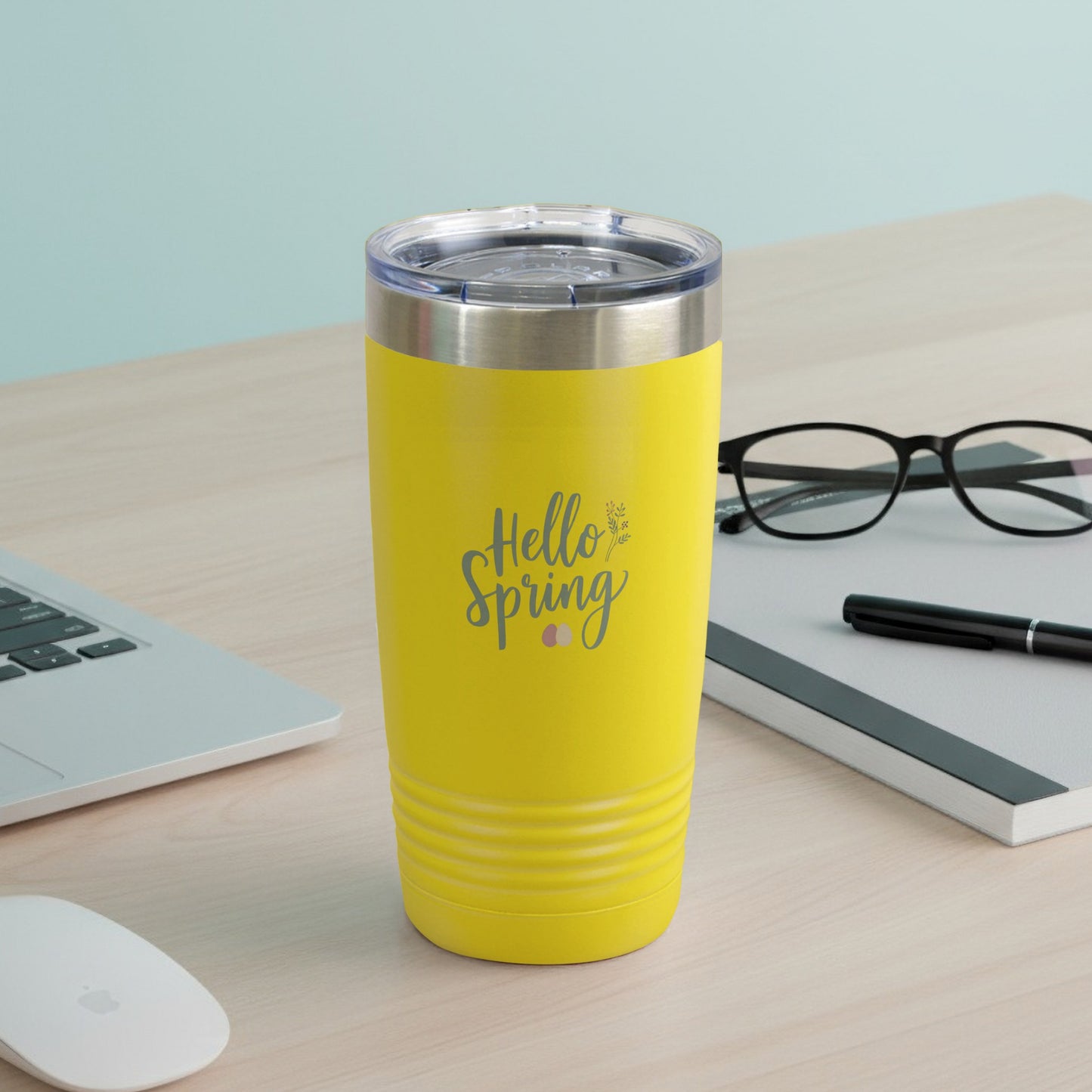 Hello Spring Yellow Insulated Tumbler Cup with Lid
