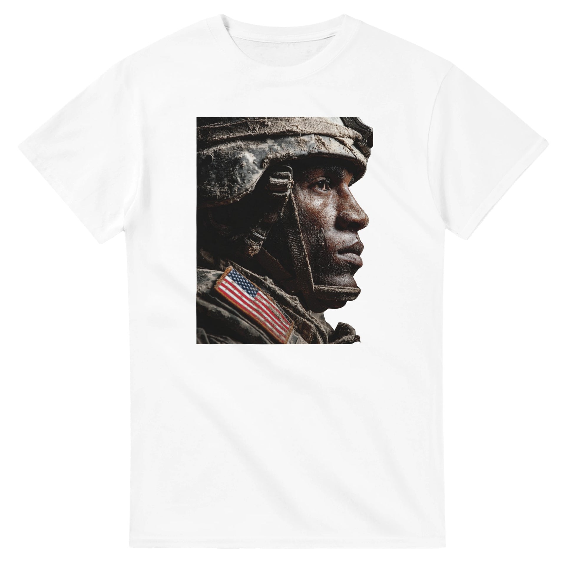 Patriotic Grit and Style on a heavyweight t-shirt