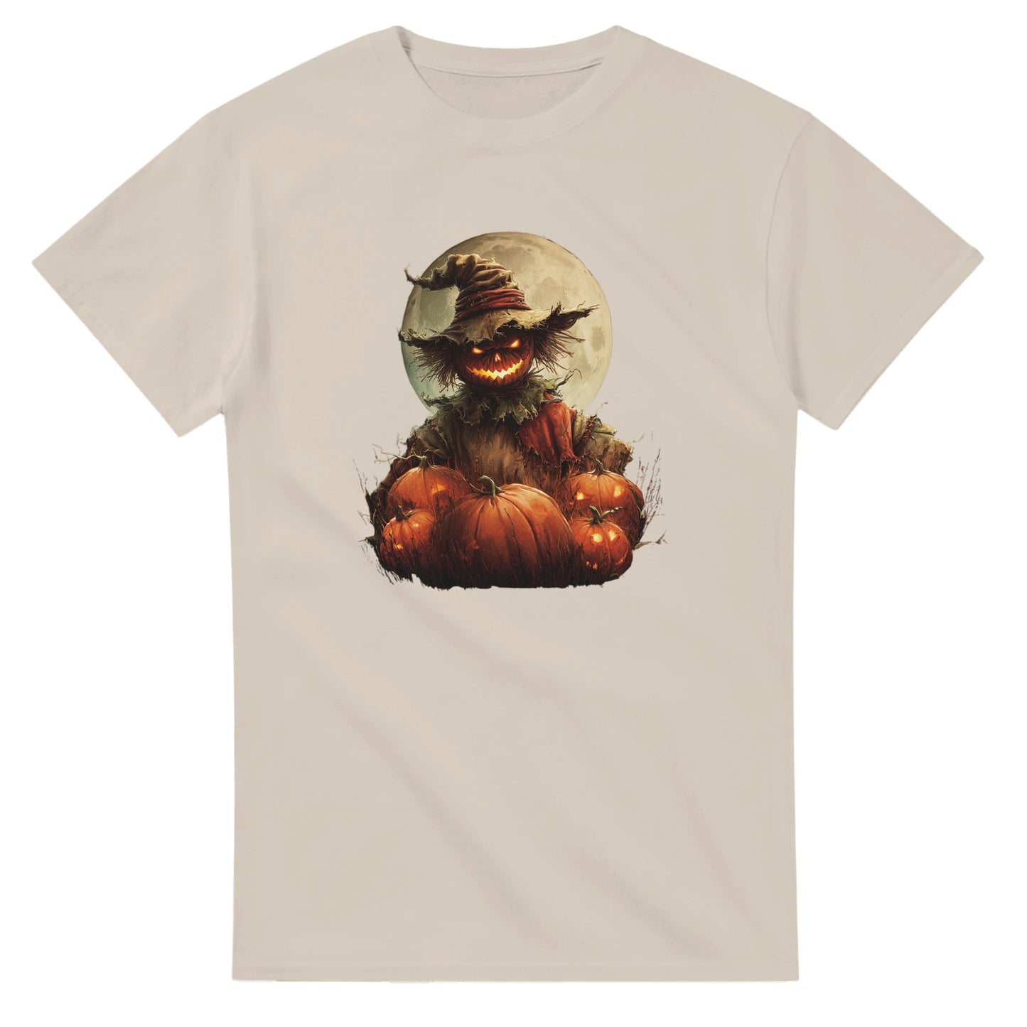 Spooky Scarecrow & Jack-O'-Lantern on a Heavyweight T-shirt