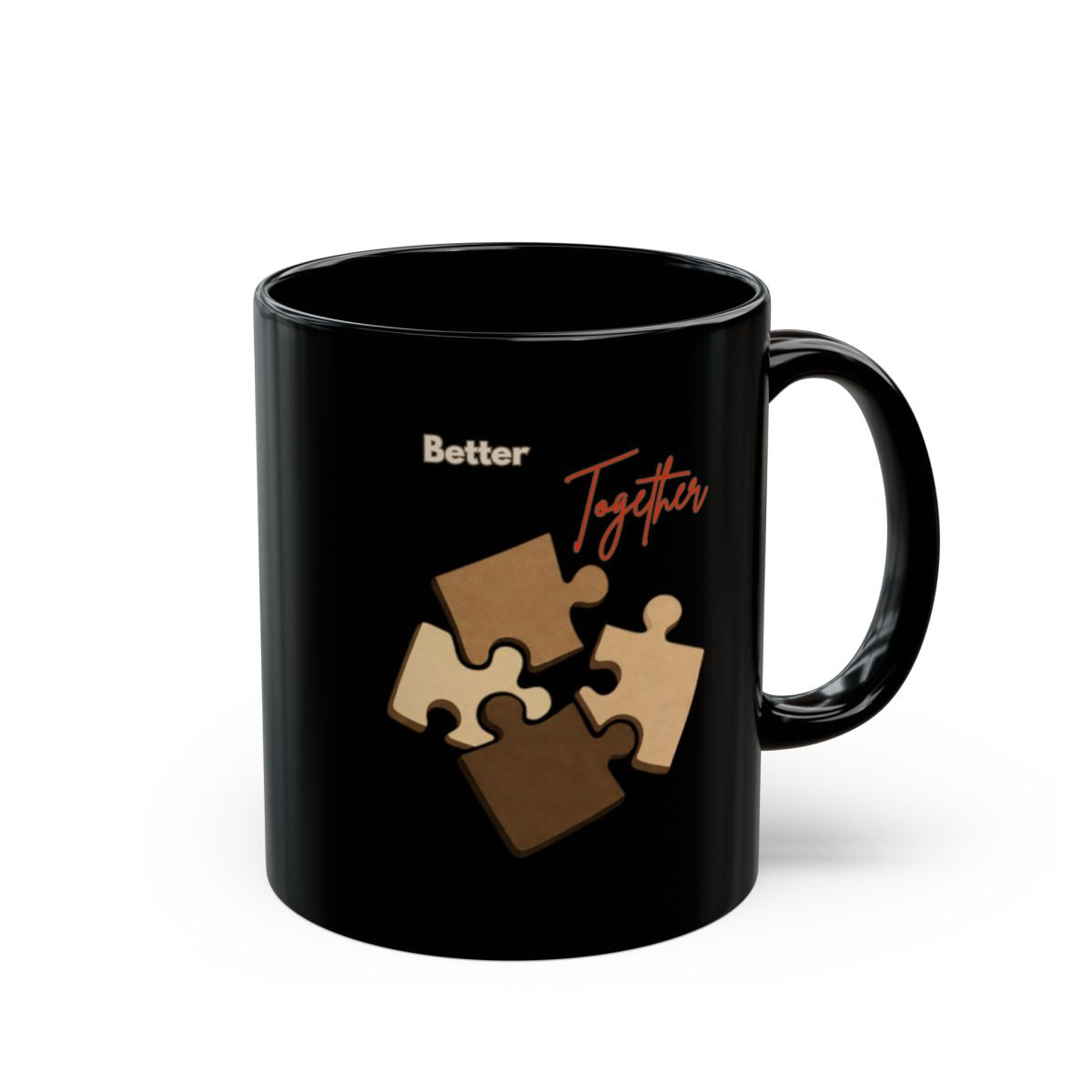 Better Together Puzzle Pieces Black Mug Product