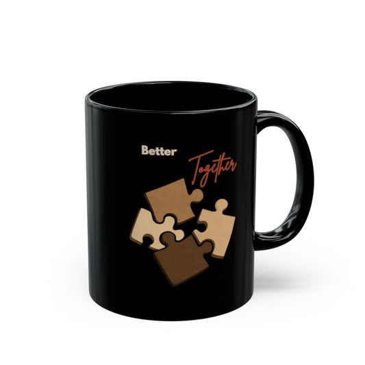 Better Together Puzzle Pieces Black Mug Product