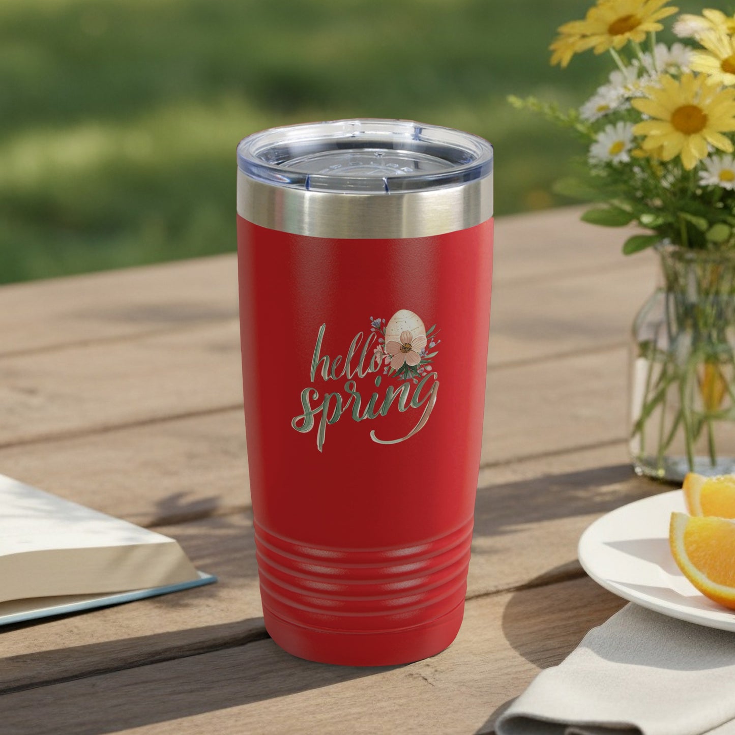 Hello Spring Red Insulated Travel Tumbler Cup