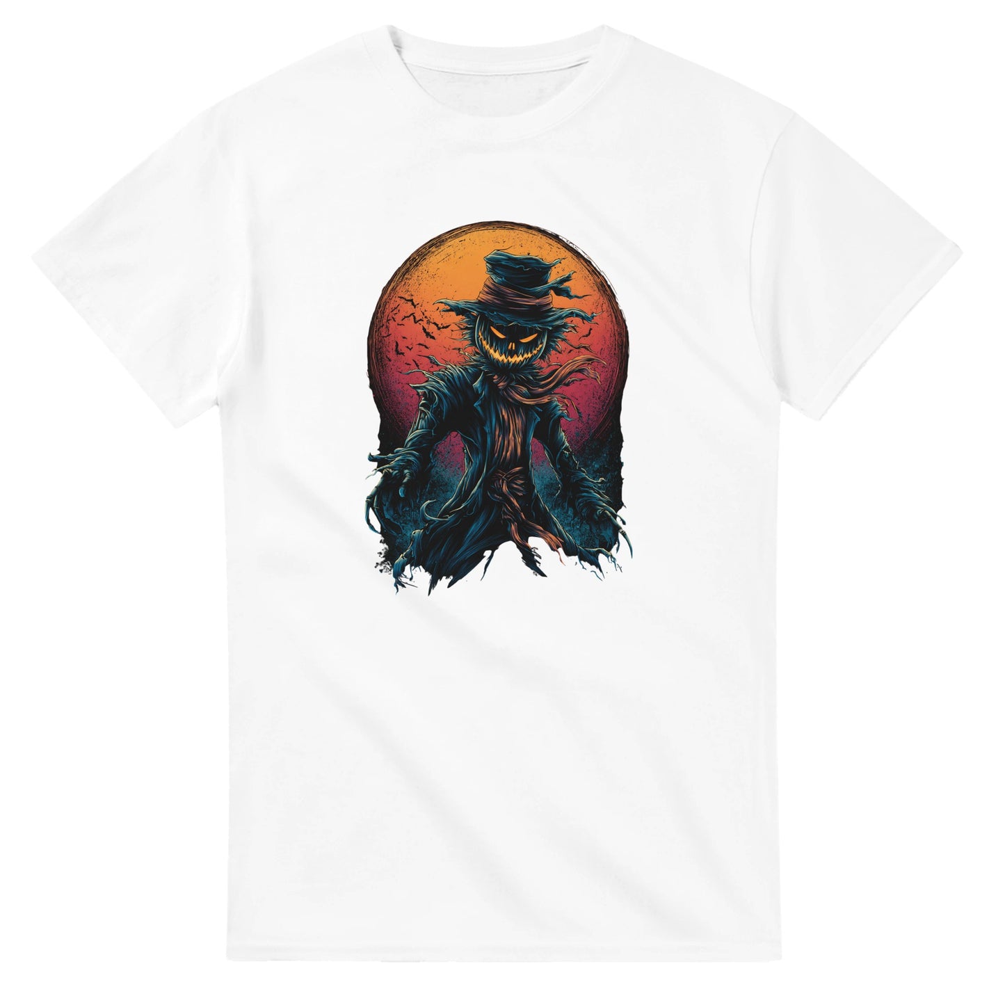 Scarecrow with Full Moon & Bats on a Heavyweight T-shirt