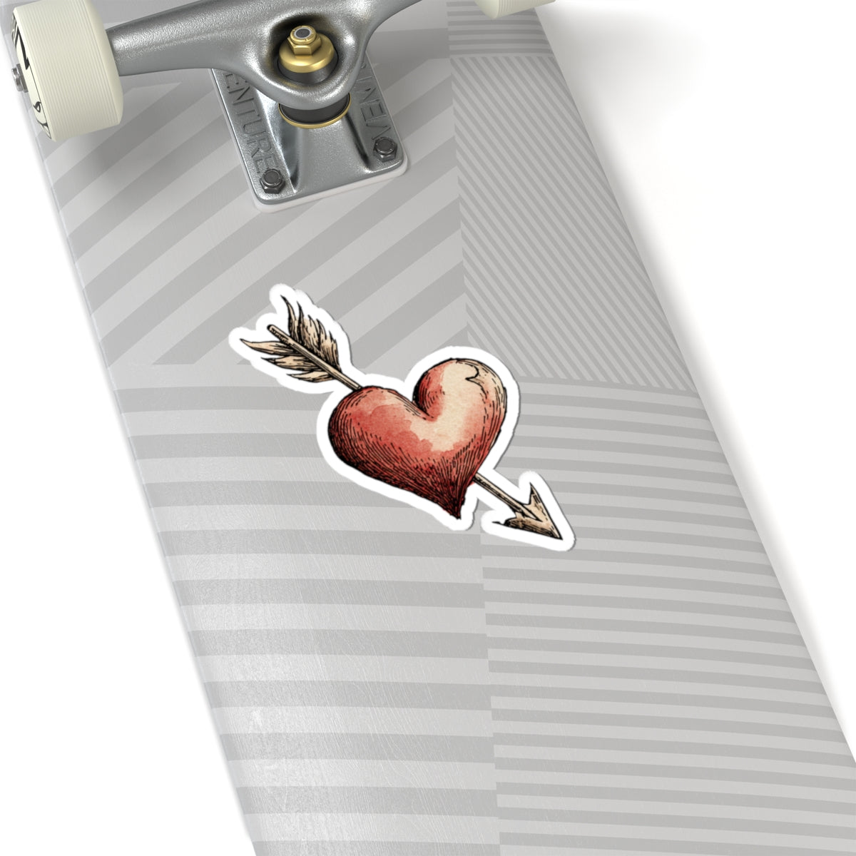 Vintage Tattoo Style Heart Sticker on Skateboard