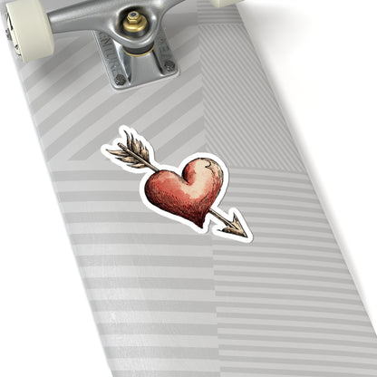 Vintage Tattoo Style Heart Sticker on Skateboard