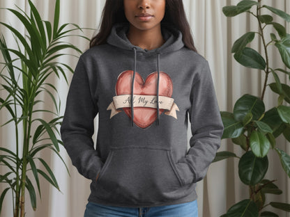 All My Love Heart Design Hoodie for Casual Wear