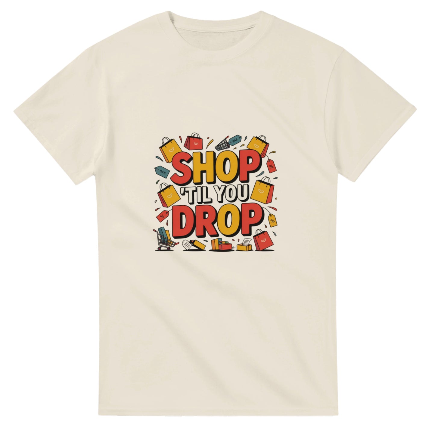 Shop ’Til You Drop heavyweight t-shirt mockup
