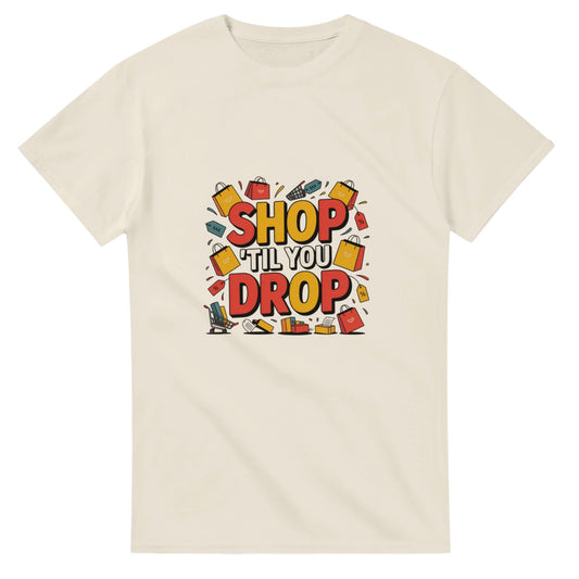 Shop ’Til You Drop heavyweight t-shirt mockup