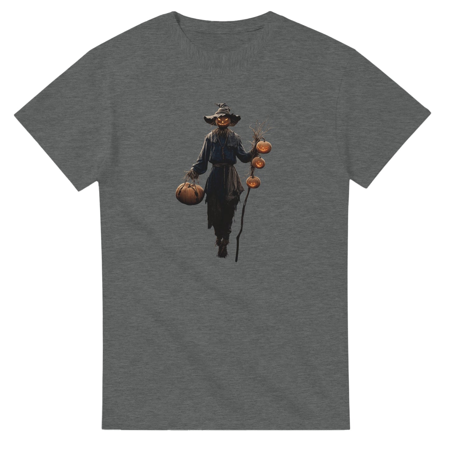 Spooky Scarecrow Jack-O'-Lantern on a Heavyweight T-shirt