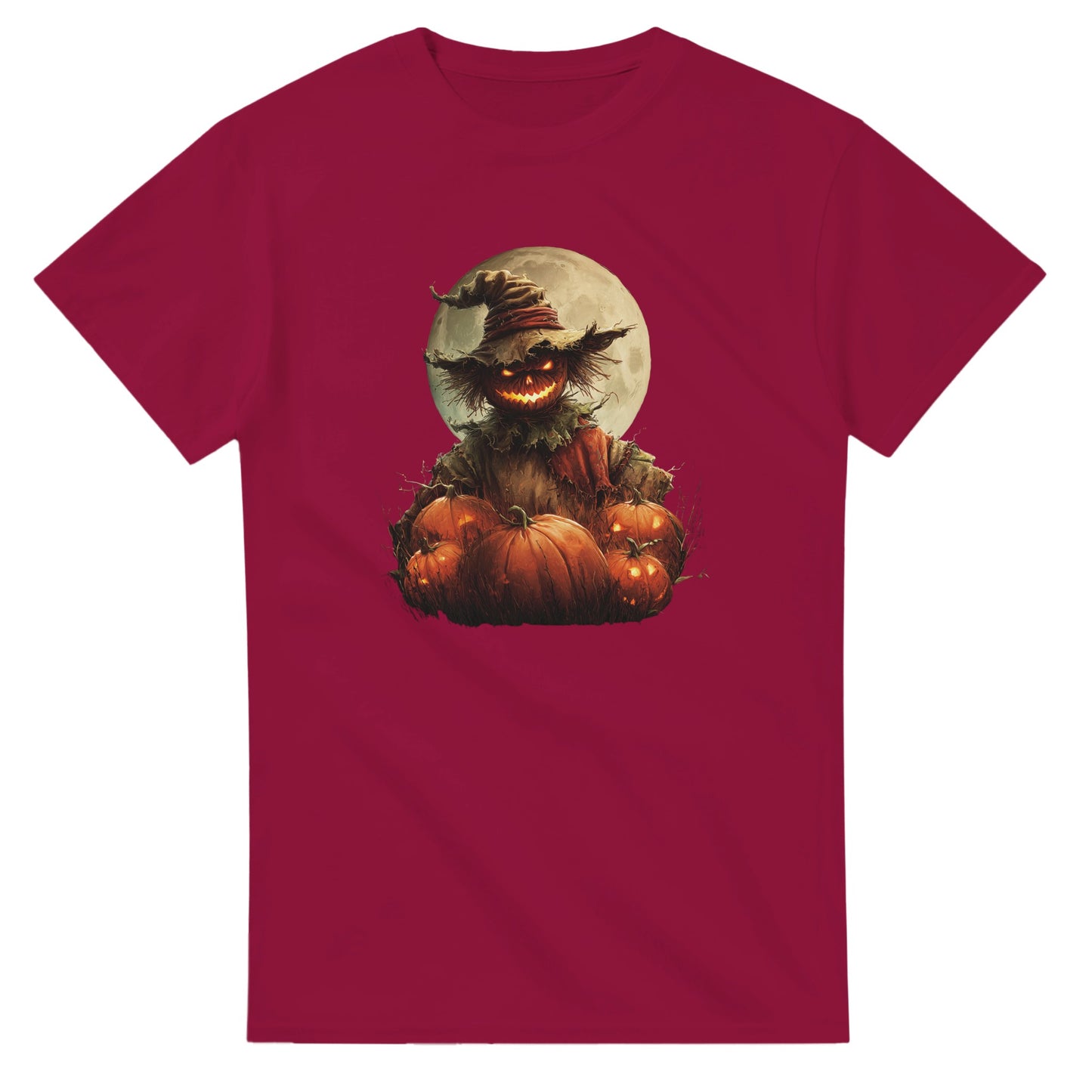 Spooky Scarecrow & Jack-O'-Lantern on a Heavyweight T-shirt
