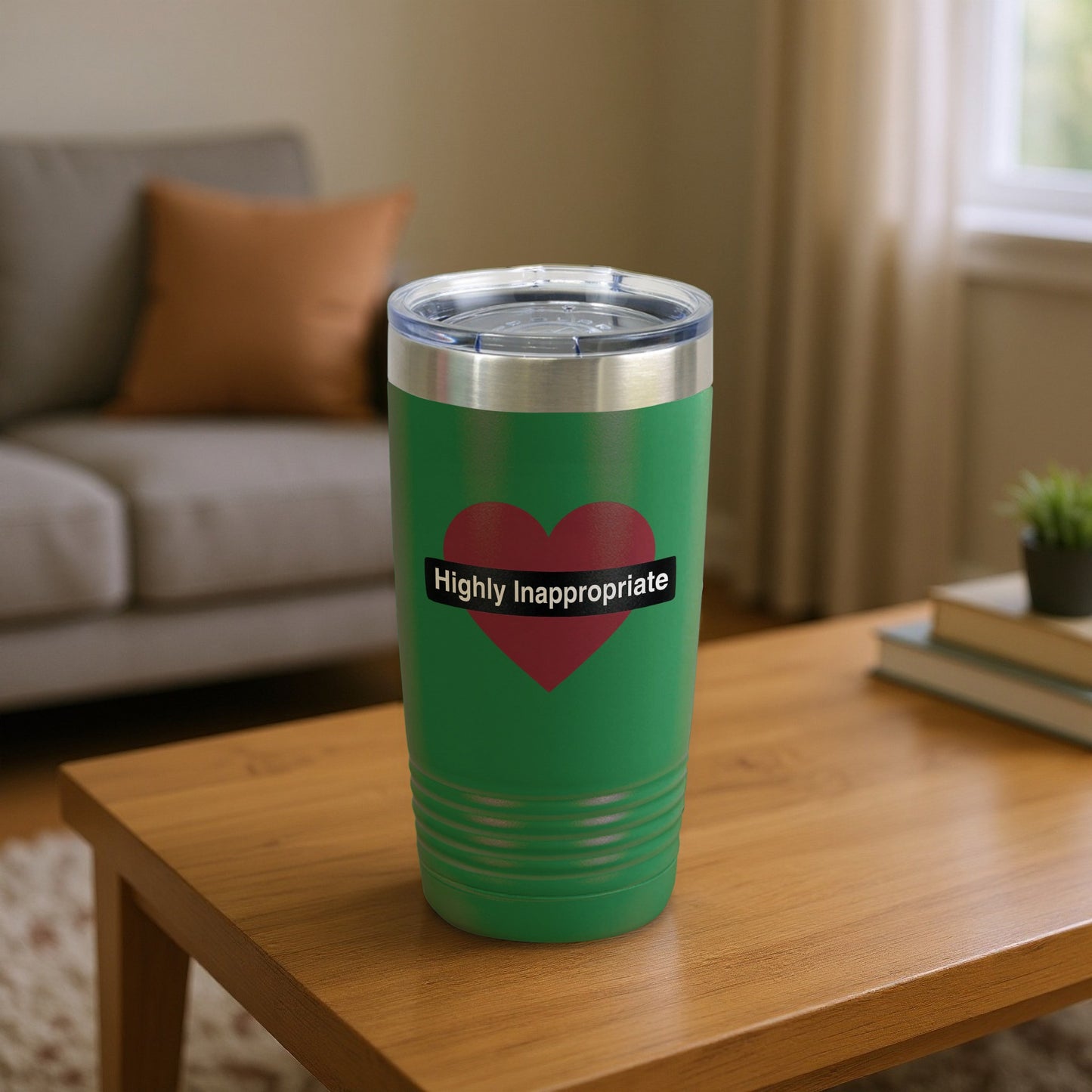 Highly Inappropriate Heart Green Tumbler Cup