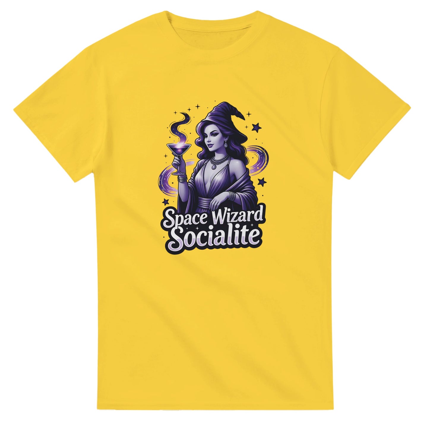 Space Wizard Socialite graphic design on a Heavyweight T-shirt