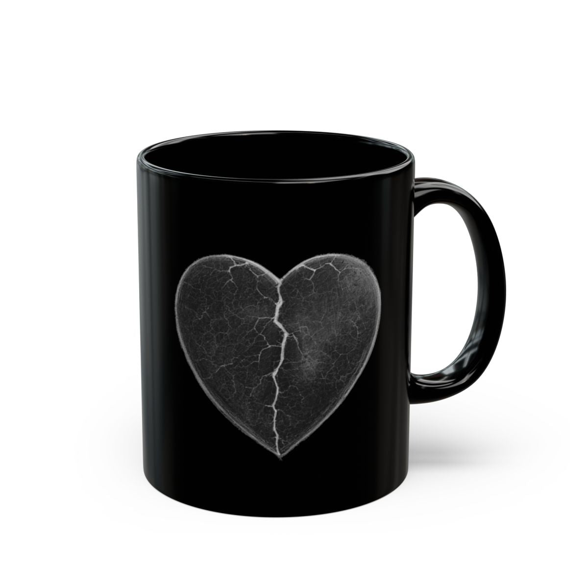 Broken Heart Black Mug for Emotive Moments